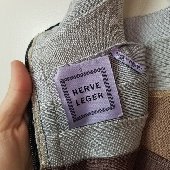 HERVE LEGER Multicolored Striped Bandage Dress Criss Cross Halter Neck US S - Picture 12 of 13